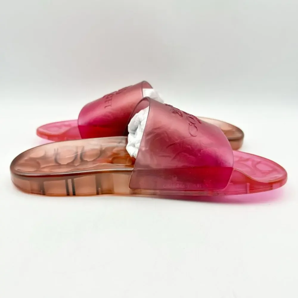 Coach Womens Ulyssa Jelly Slides Sandals Size 5 EU 35.5 Pink EUC